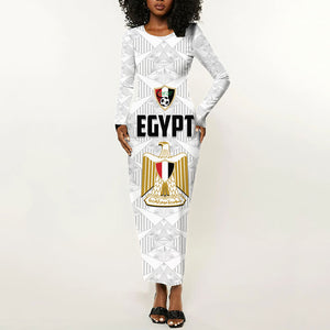 Custom Egypt Football Long Sleeve Bodycon Dress 2026 Glory Run White Edition