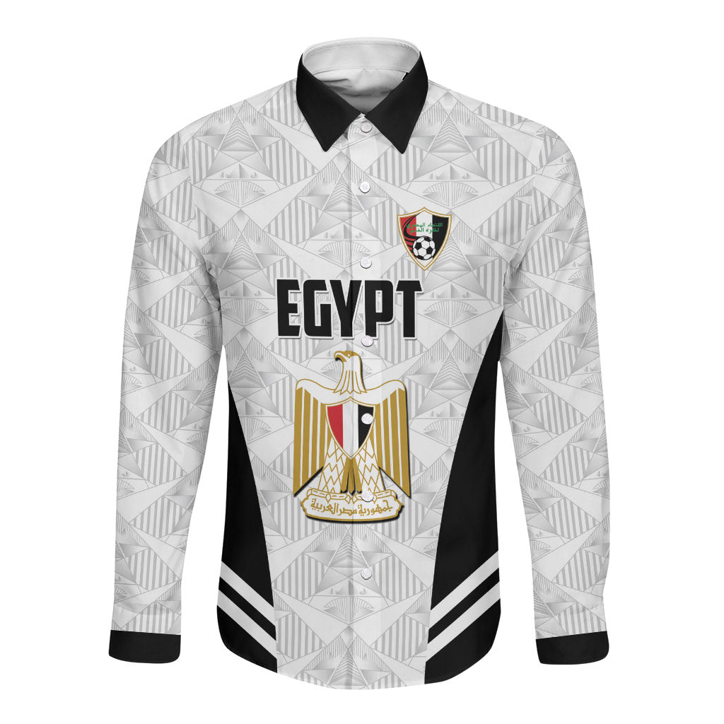 Custom Egypt Football Long Sleeve Button Shirt 2026 Glory Run White Edition