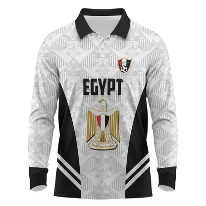 Custom Egypt Football Long Sleeve Polo Shirt 2026 Glory Run White Edition