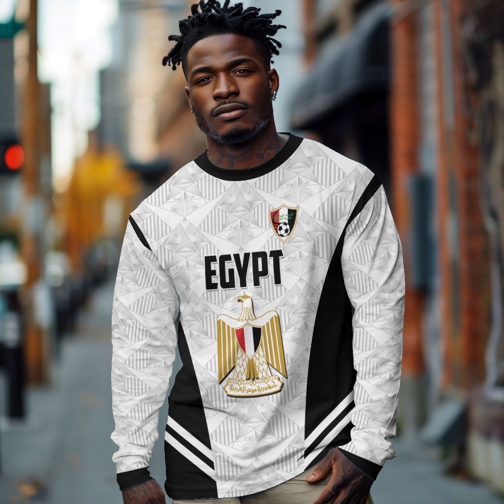 Custom Egypt Football Long Sleeve Shirt 2026 Glory Run White Edition
