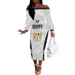 Custom Egypt Football Off The Shoulder Long Sleeve Dress 2026 Glory Run White Edition