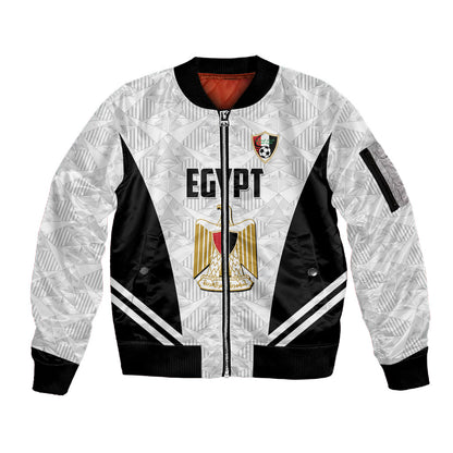 Custom Egypt Football Sleeve Zip Bomber Jacket 2026 Glory Run White Edition