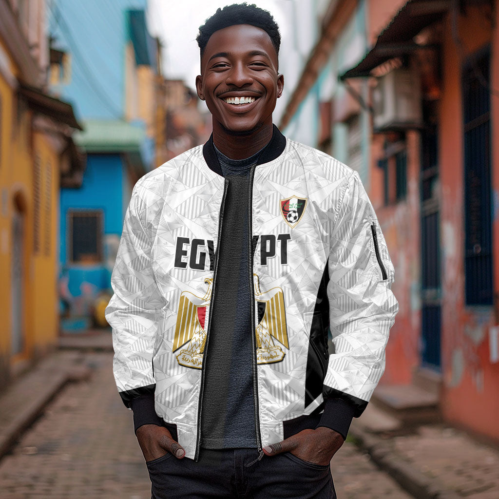 Custom Egypt Football Sleeve Zip Bomber Jacket 2026 Glory Run White Edition