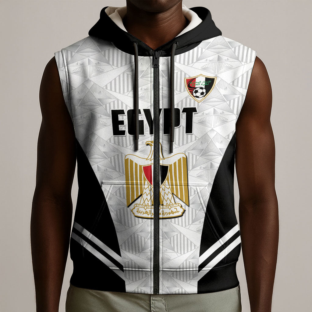 Custom Egypt Football Sleeveless Zip Hoodie 2026 Glory Run White Edition