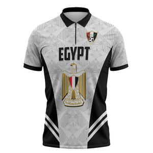 Custom Egypt Football Zipper Polo Shirt 2026 Glory Run White Edition