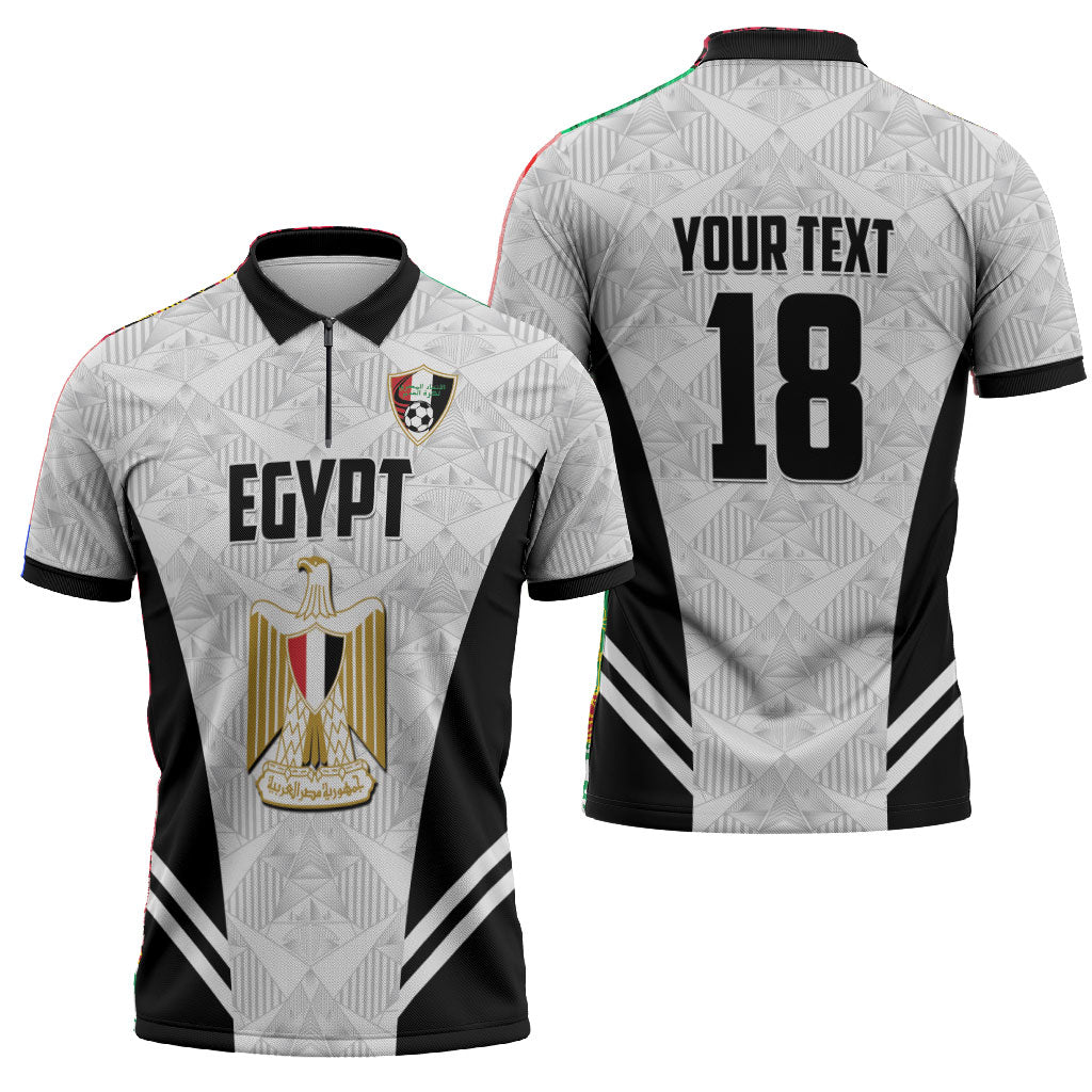 Custom Egypt Football Zipper Polo Shirt 2026 Glory Run White Edition