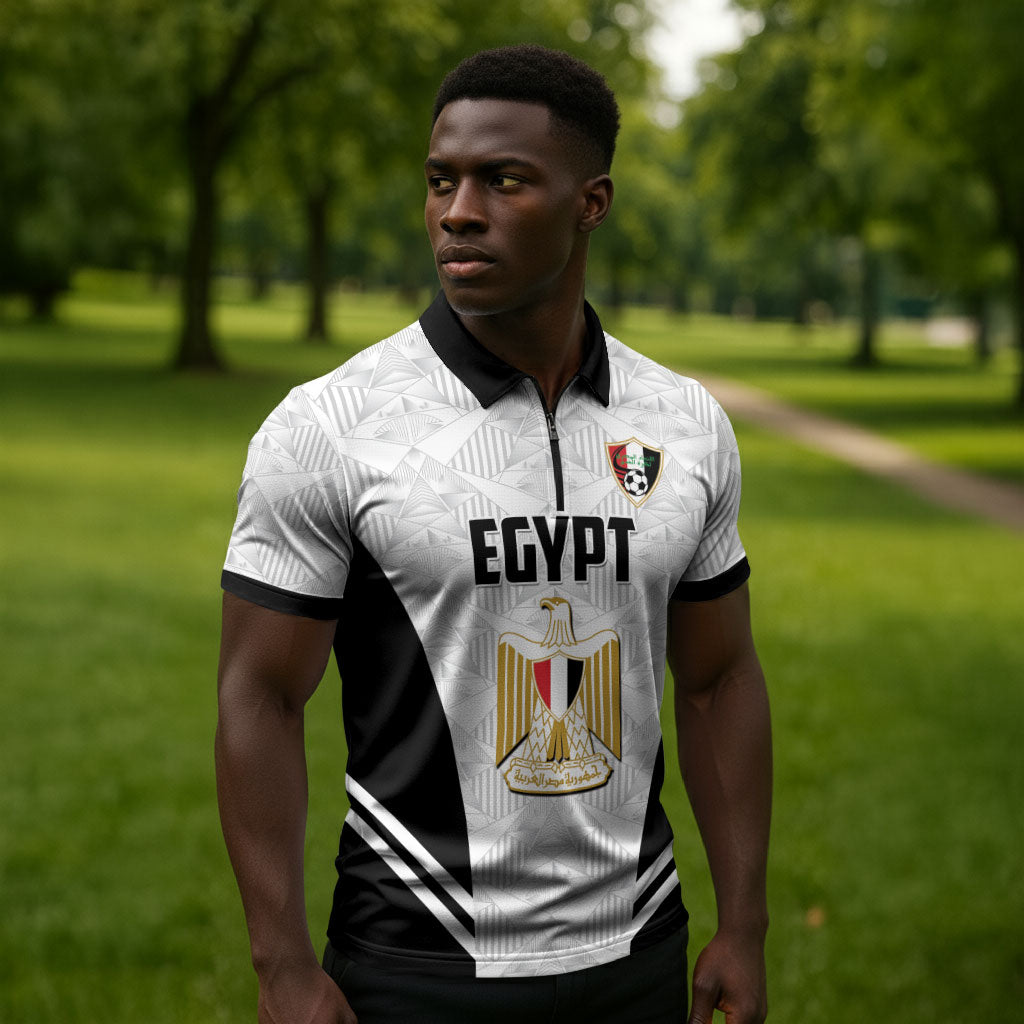 Custom Egypt Football Zipper Polo Shirt 2026 Glory Run White Edition