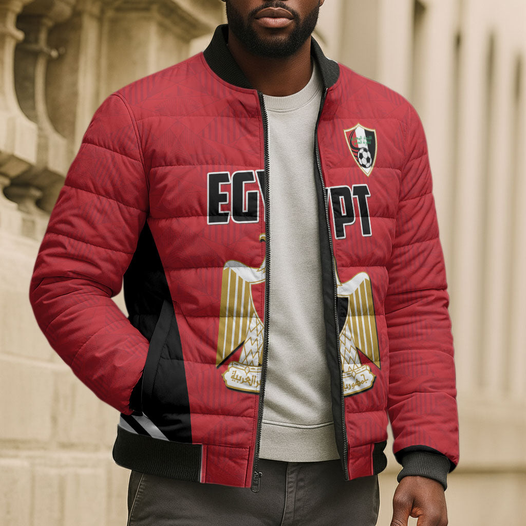 Custom Egypt Football Bomber Puffer Jacket 2026 Glory Run Red Edition