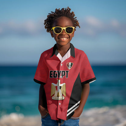Custom Egypt Football Kid Hawaiian Shirt 2026 Glory Run Red Edition