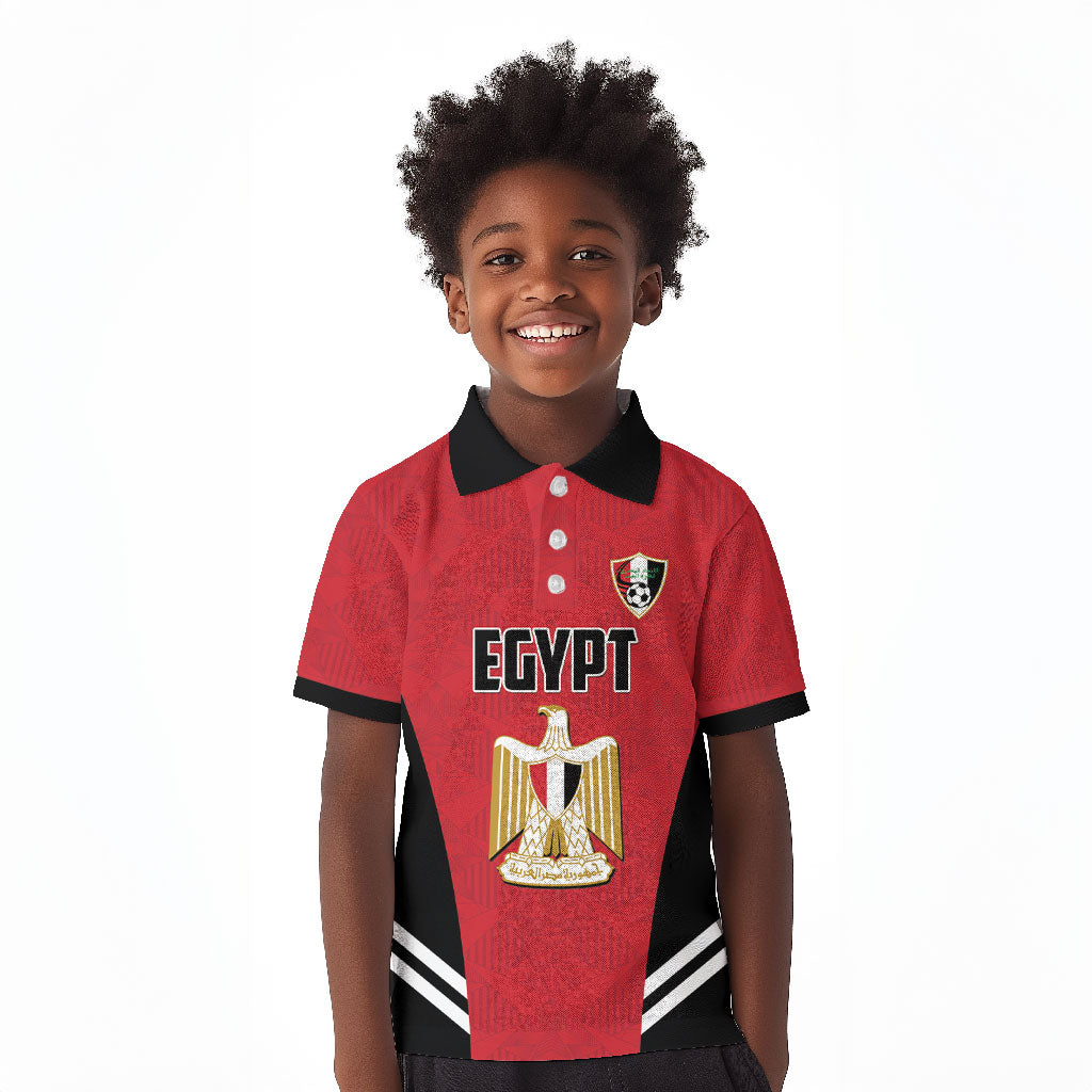 Custom Egypt Football Kid Polo Shirt 2026 Glory Run Red Edition