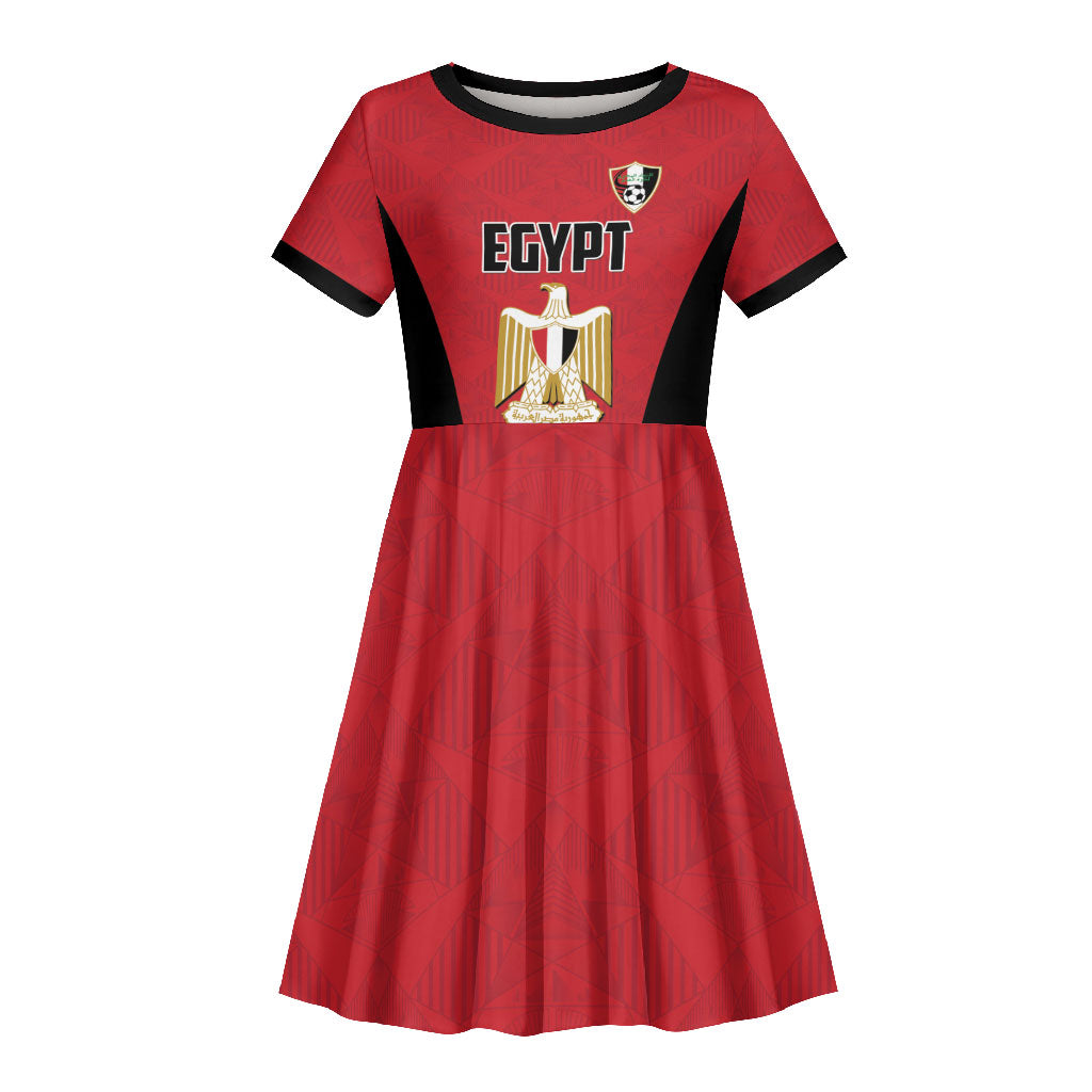 Custom Egypt Football Kid Short Sleeve Dress 2026 Glory Run Red Edition