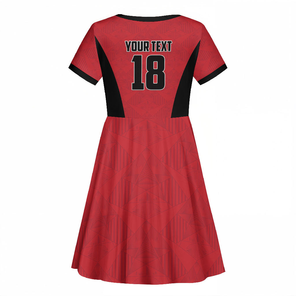 Custom Egypt Football Kid Short Sleeve Dress 2026 Glory Run Red Edition