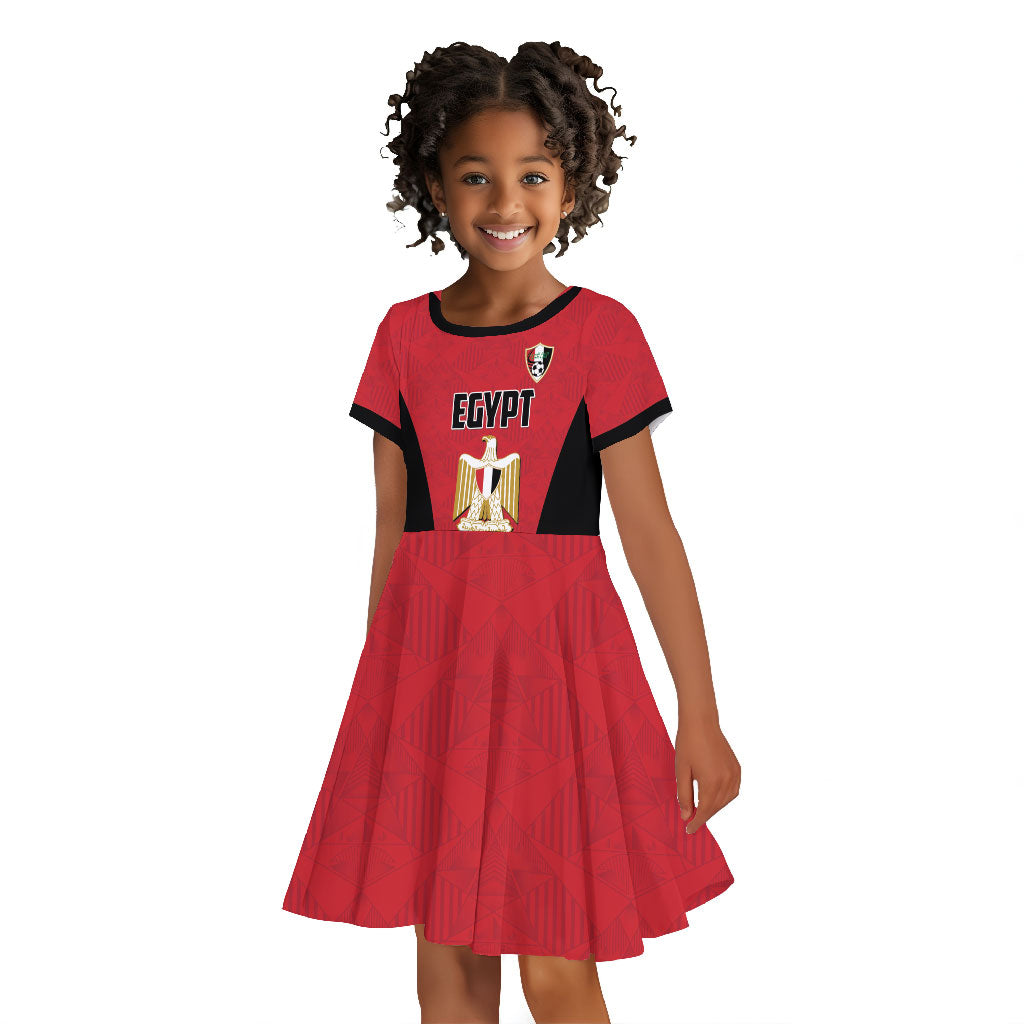 Custom Egypt Football Kid Short Sleeve Dress 2026 Glory Run Red Edition