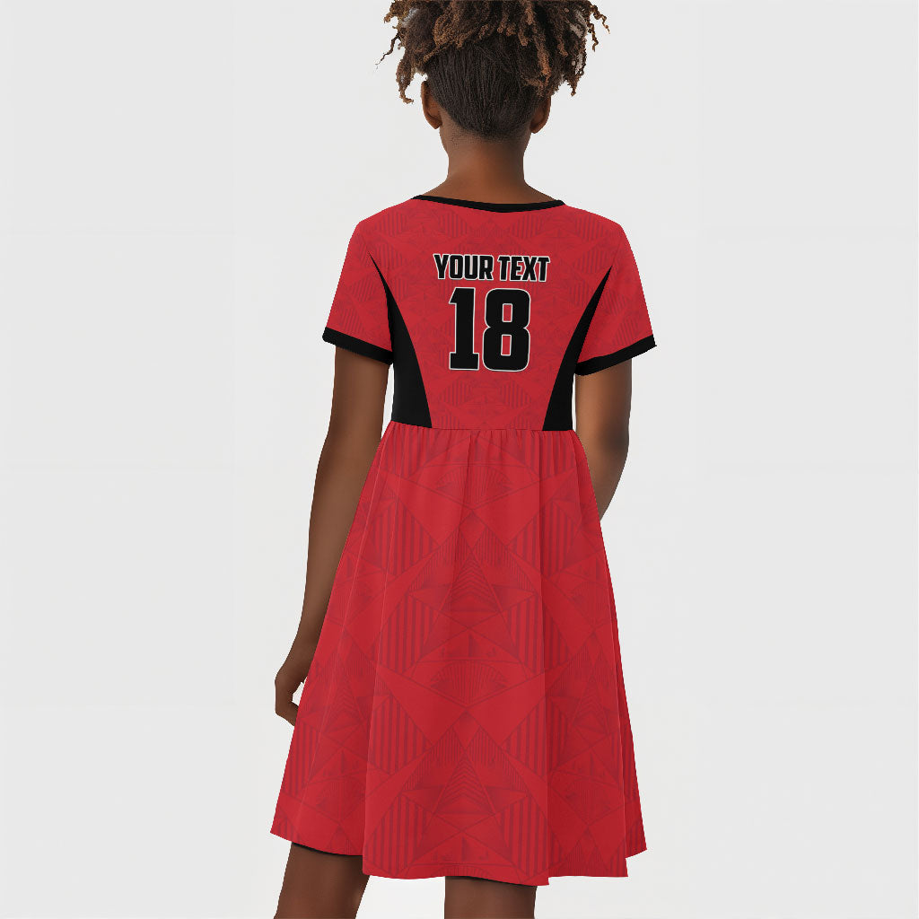 Custom Egypt Football Kid Short Sleeve Dress 2026 Glory Run Red Edition