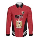 Custom Egypt Football Long Sleeve Button Shirt 2026 Glory Run Red Edition