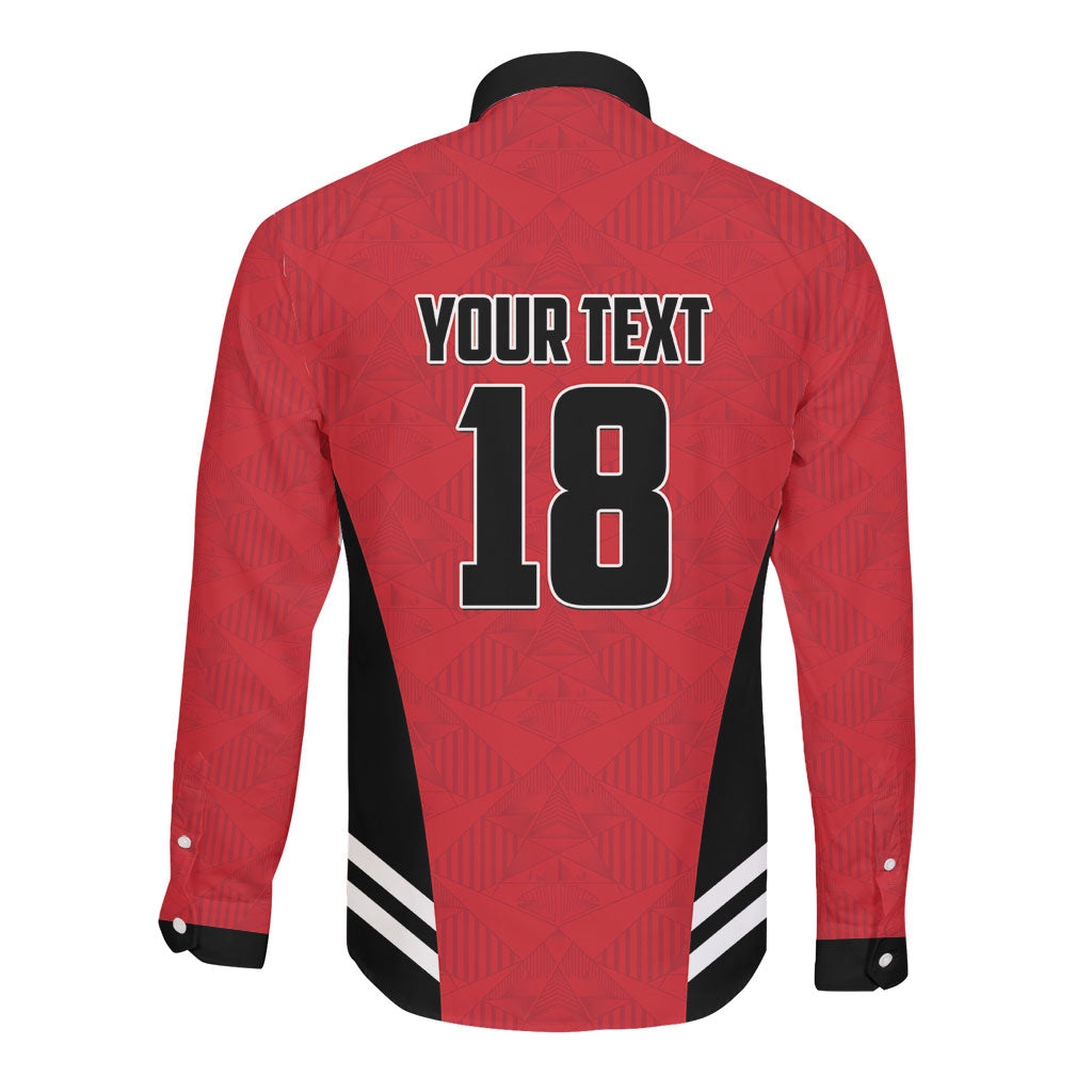 Custom Egypt Football Long Sleeve Button Shirt 2026 Glory Run Red Edition