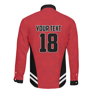 Custom Egypt Football Long Sleeve Button Shirt 2026 Glory Run Red Edition