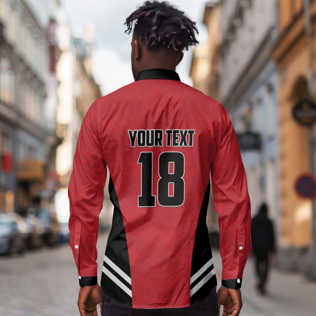 Custom Egypt Football Long Sleeve Button Shirt 2026 Glory Run Red Edition