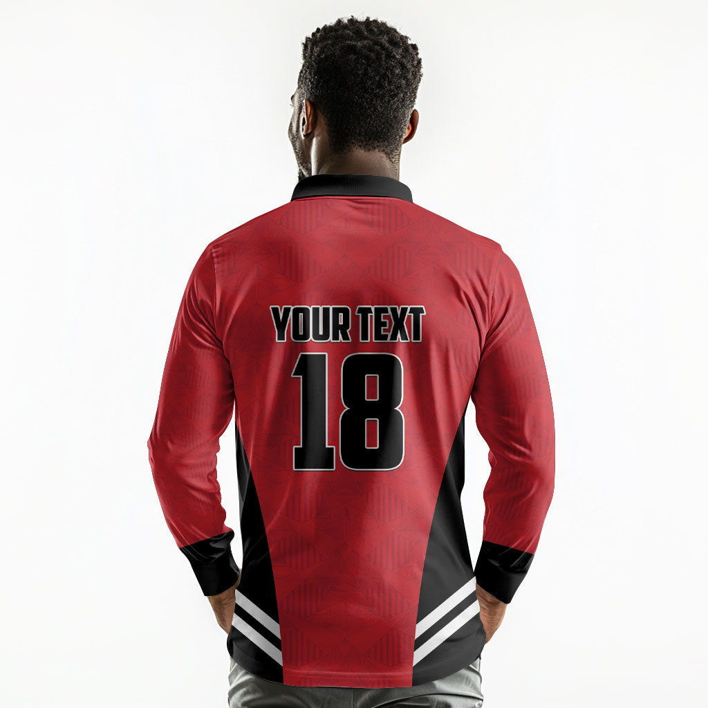 Custom Egypt Football Long Sleeve Polo Shirt 2026 Glory Run Red Edition