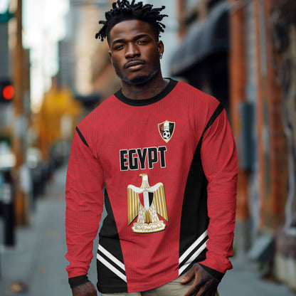 Custom Egypt Football Long Sleeve Shirt 2026 Glory Run Red Edition