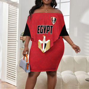 Custom Egypt Football Off Shoulder Short Dress 2026 Glory Run Red Edition