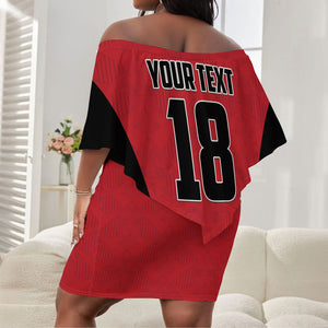 Custom Egypt Football Off Shoulder Short Dress 2026 Glory Run Red Edition