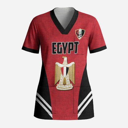 Custom Egypt Football Scrub Top 2026 Glory Run Red Edition