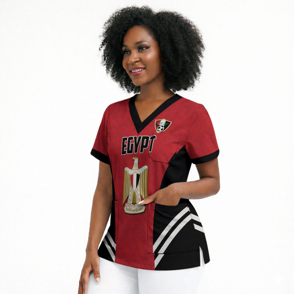 Custom Egypt Football Scrub Top 2026 Glory Run Red Edition