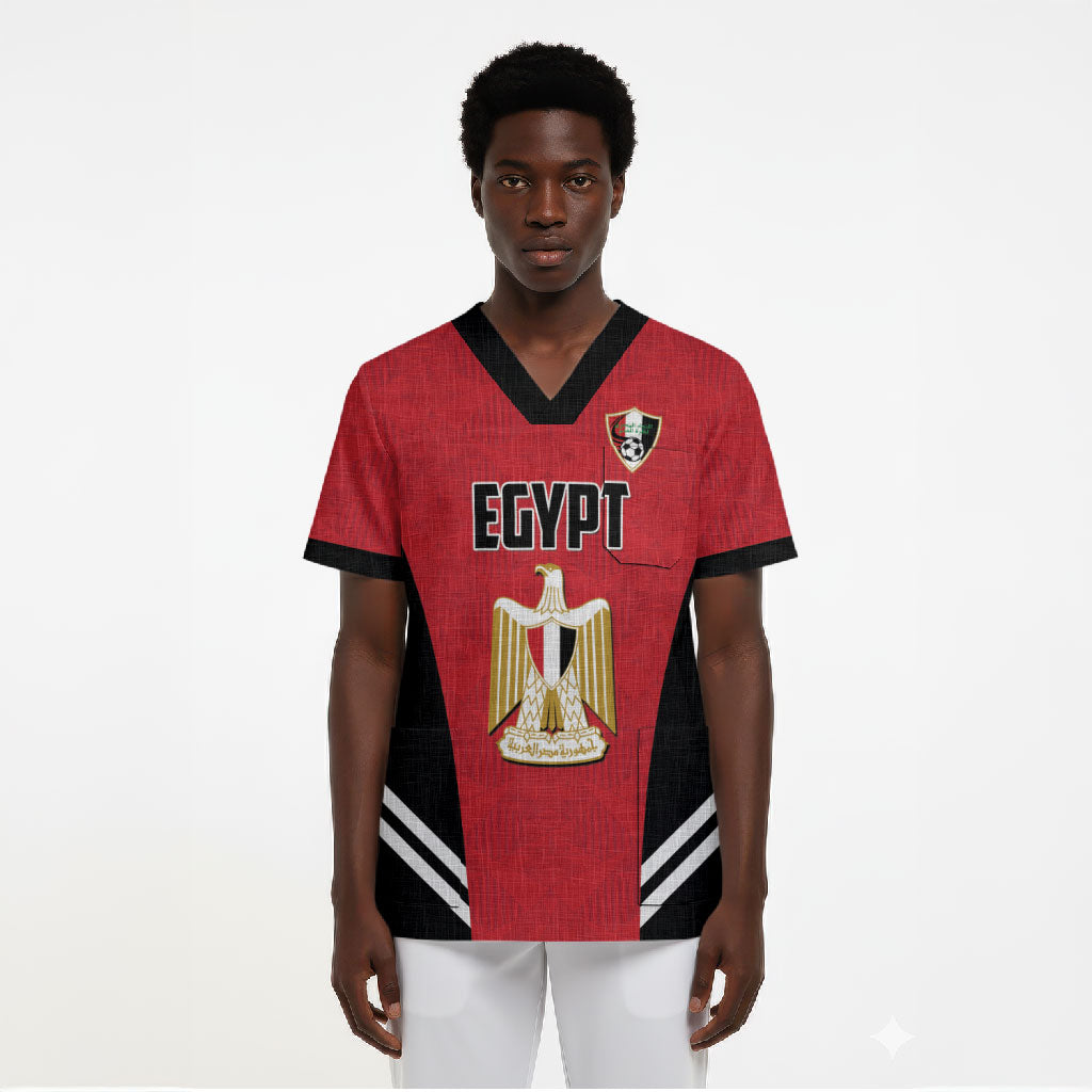Custom Egypt Football Scrub Top 2026 Glory Run Red Edition