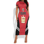 Custom Egypt Football Short Sleeve Bodycon Dress 2026 Glory Run Red Edition