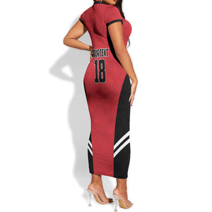 Custom Egypt Football Short Sleeve Bodycon Dress 2026 Glory Run Red Edition