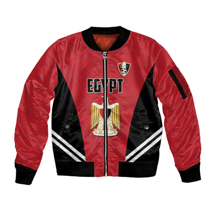 Custom Egypt Football Sleeve Zip Bomber Jacket 2026 Glory Run Red Edition
