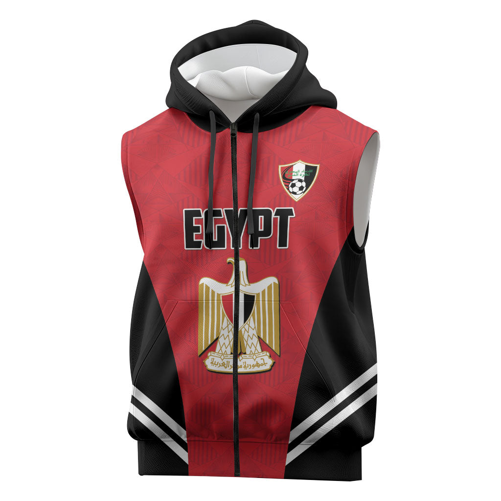 Custom Egypt Football Sleeveless Zip Hoodie 2026 Glory Run Red Edition