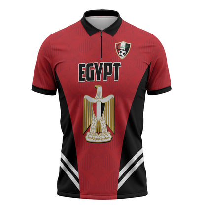 Custom Egypt Football Zipper Polo Shirt 2026 Glory Run Red Edition