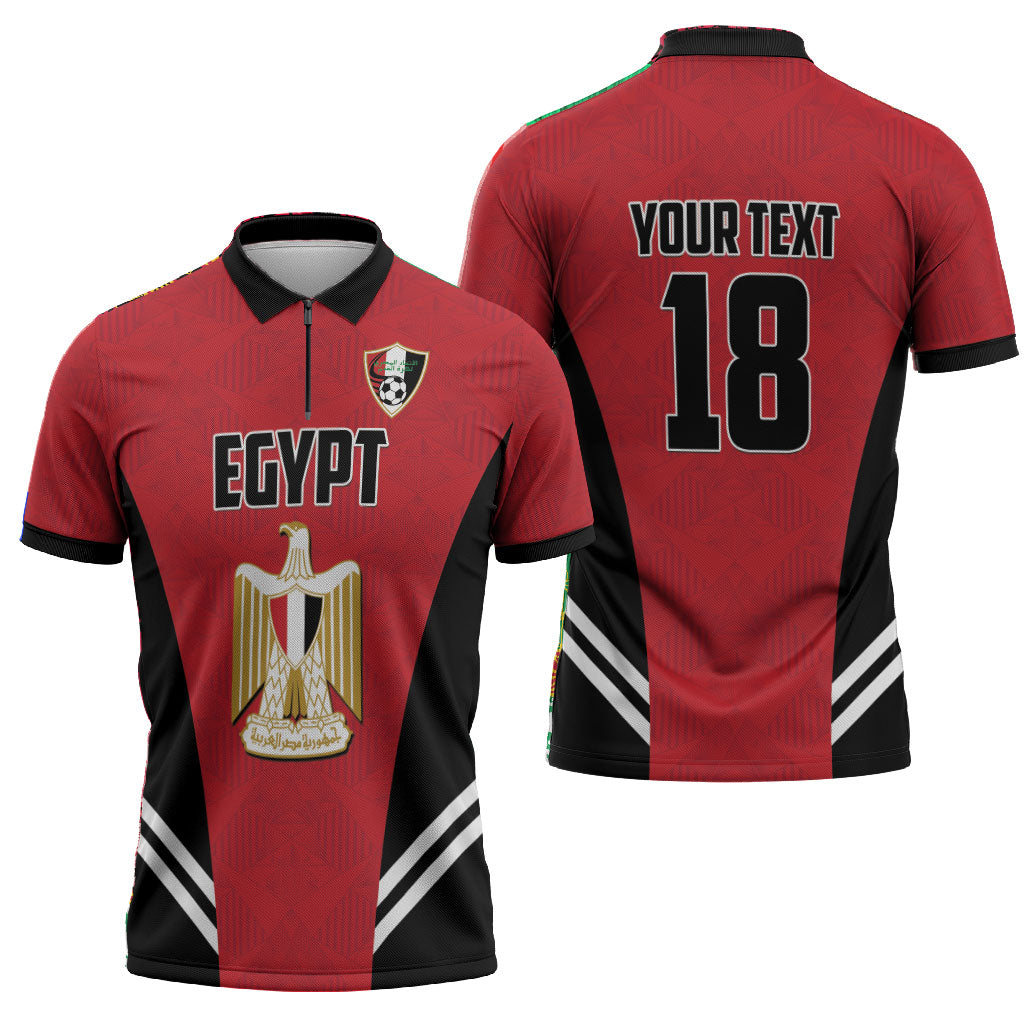 Custom Egypt Football Zipper Polo Shirt 2026 Glory Run Red Edition