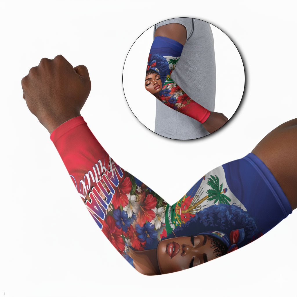 Haitian Princess Arm Sleeves Cultural Pride Floral Art