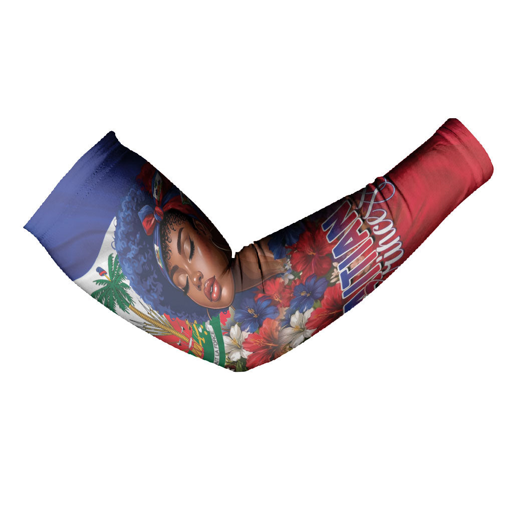 Haitian Princess Arm Sleeves Cultural Pride Floral Art