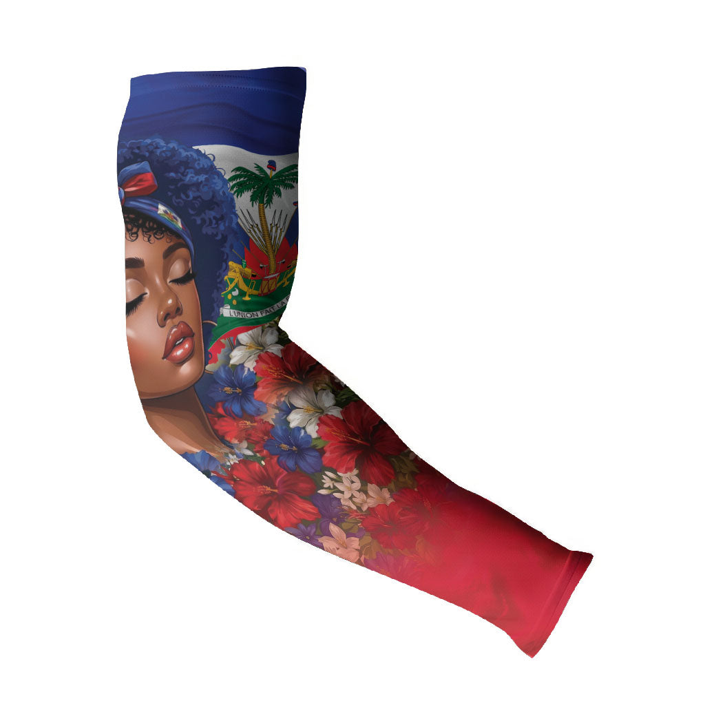 Haitian Princess Arm Sleeves Cultural Pride Floral Art