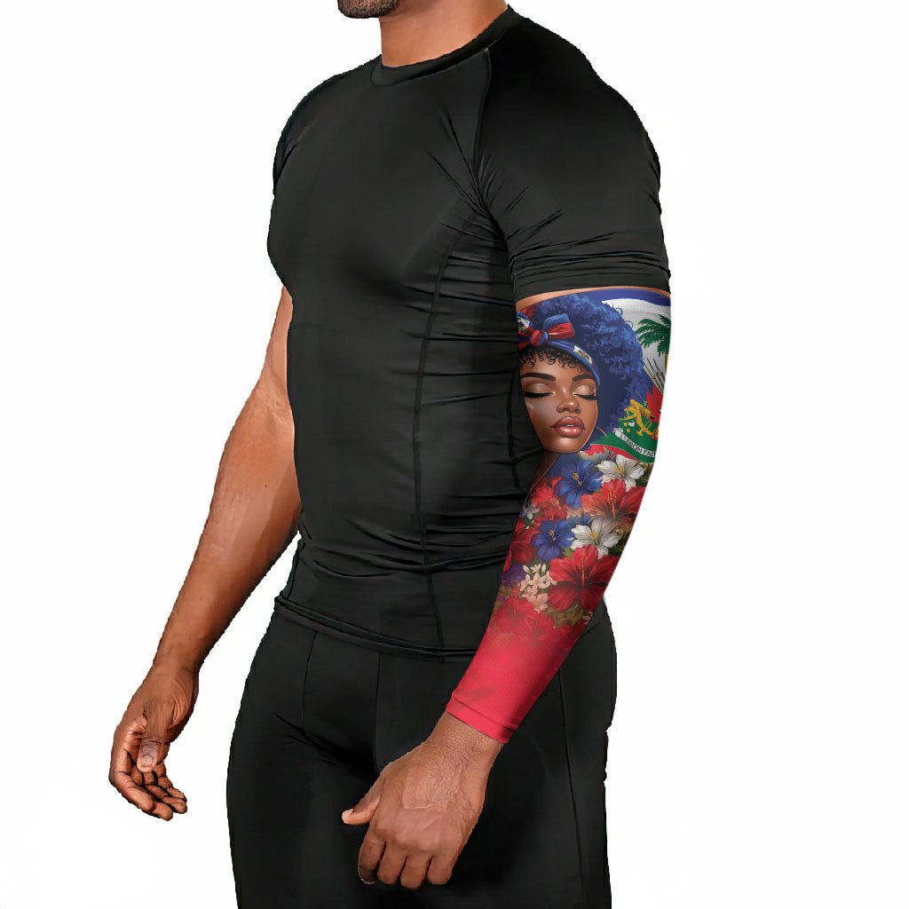Haitian Princess Arm Sleeves Cultural Pride Floral Art