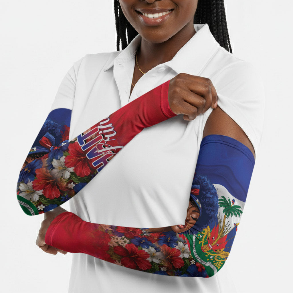 Haitian Princess Arm Sleeves Cultural Pride Floral Art