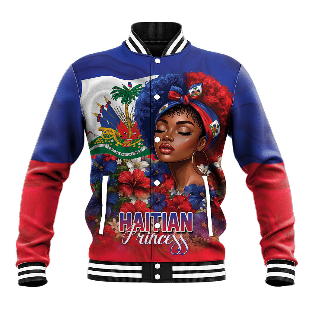 Haitian Princess Baseball Jacket Cultural Pride Floral Art