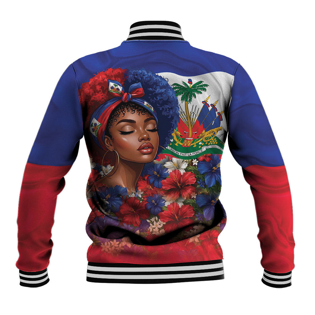 Haitian Princess Baseball Jacket Cultural Pride Floral Art
