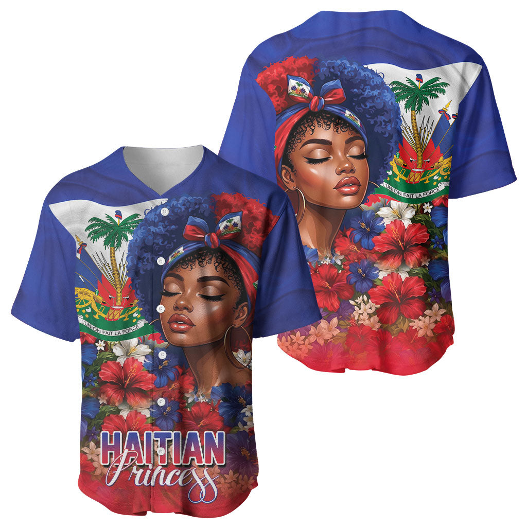 Haitian Princess Baseball Jersey Cultural Pride Floral Art