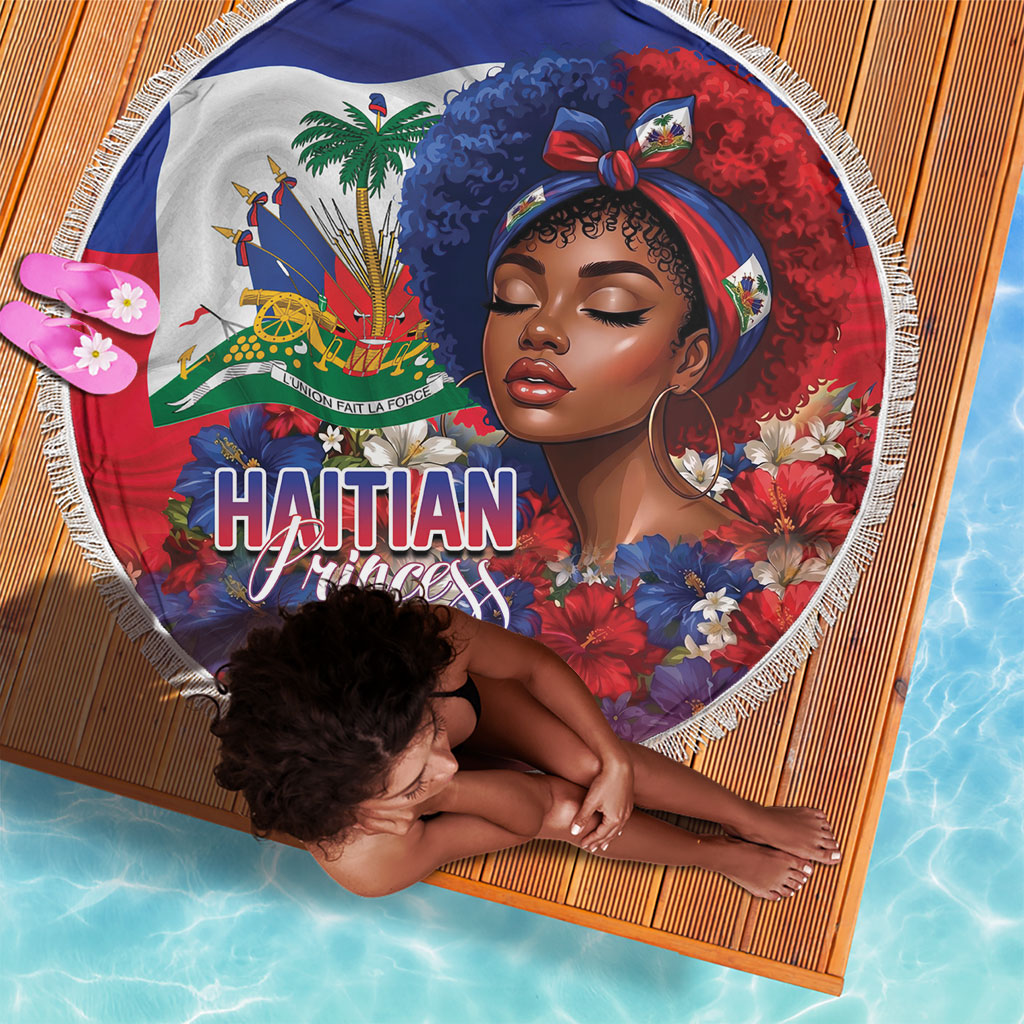 Haitian Princess Beach Blanket Cultural Pride Floral Art