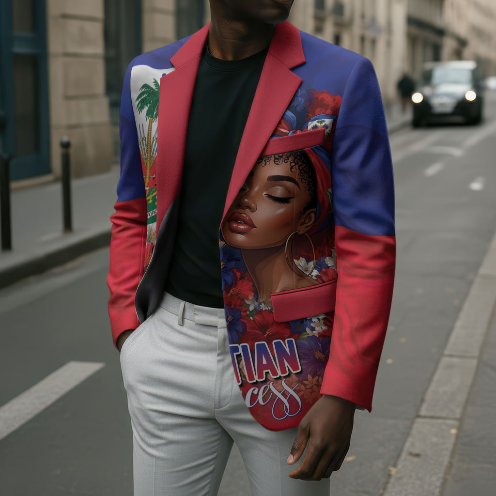Haitian Princess Blazer Cultural Pride Floral Art