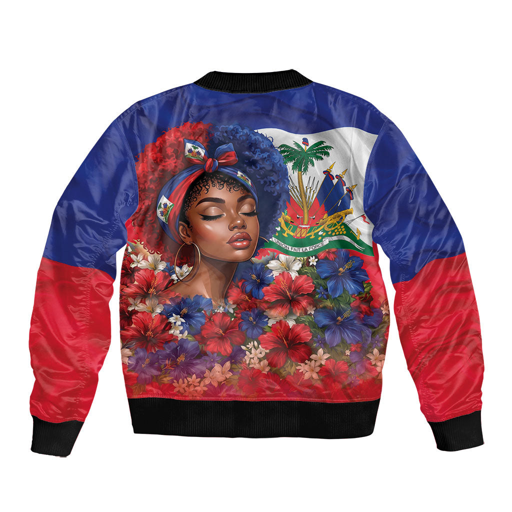 Haitian Princess Bomber Jacket Cultural Pride Floral Art