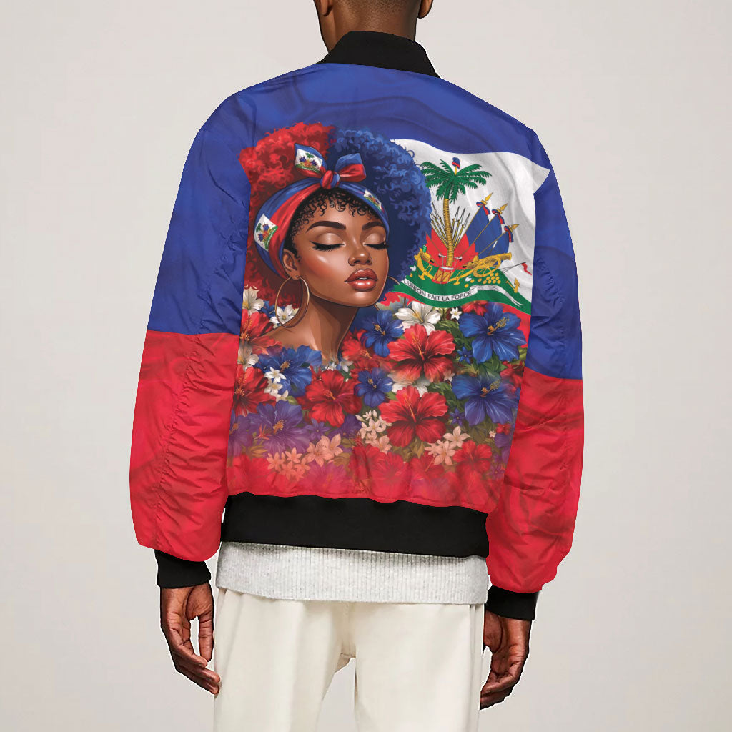 Haitian Princess Bomber Jacket Cultural Pride Floral Art