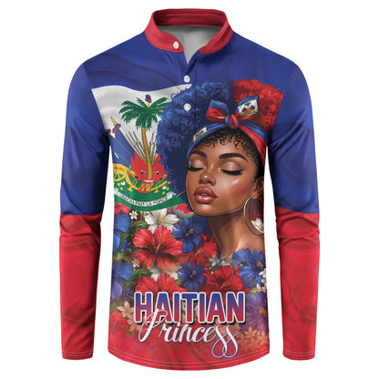 Haitian Princess Button Sweatshirt Cultural Pride Floral Art