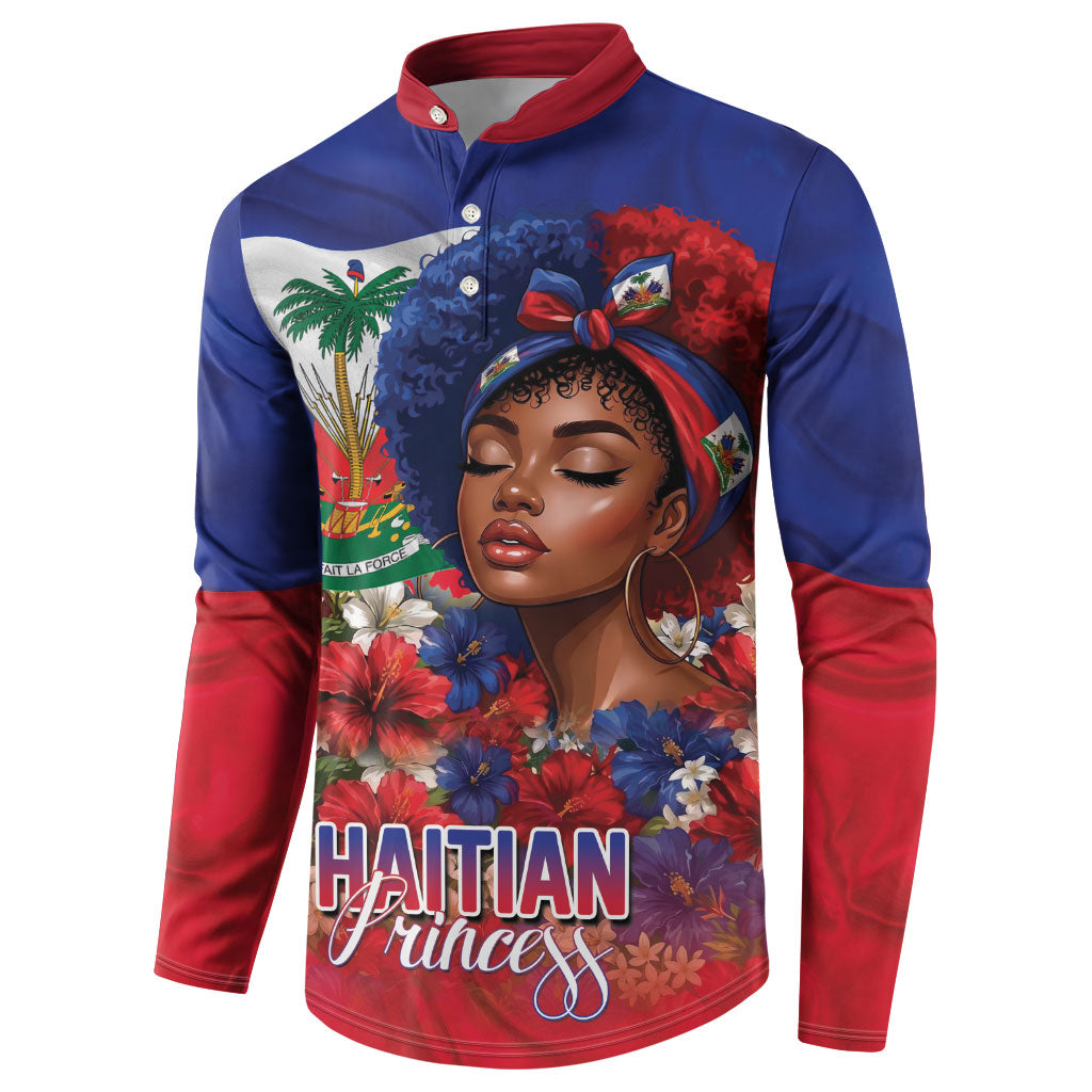 Haitian Princess Button Sweatshirt Cultural Pride Floral Art