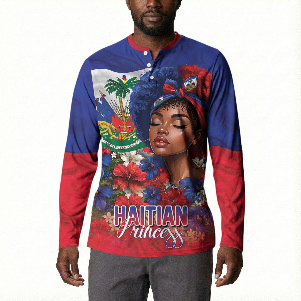 Haitian Princess Button Sweatshirt Cultural Pride Floral Art